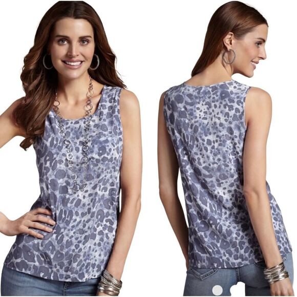 Chico’s NWT blue leopard print tank top size 0 (small) - Picture 1 of 15